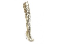 gold sequin thigh high boots